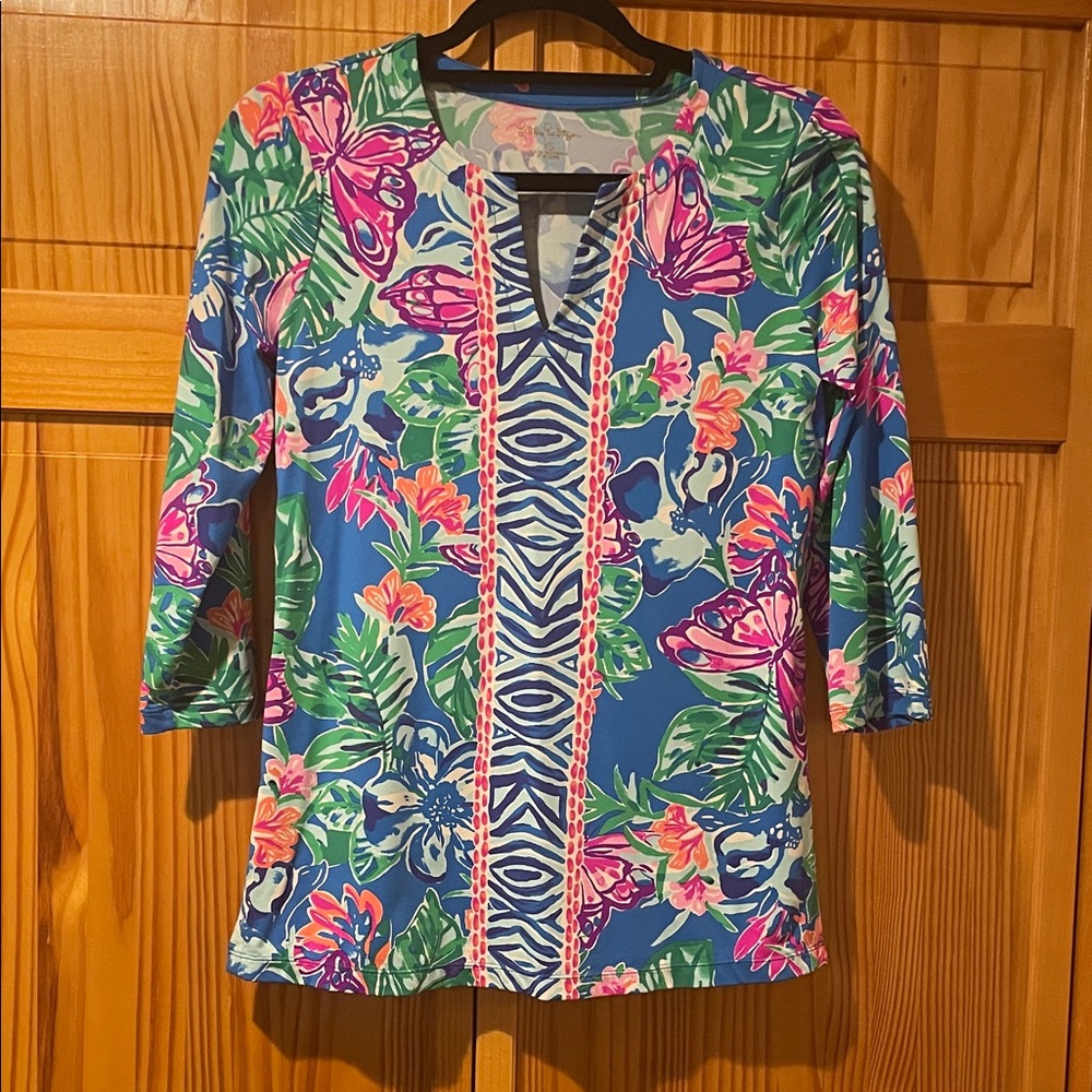 NWOT Woman’s XS Lilly Pulitzer Vibrant Multicolor 3/4 sleeve blouse